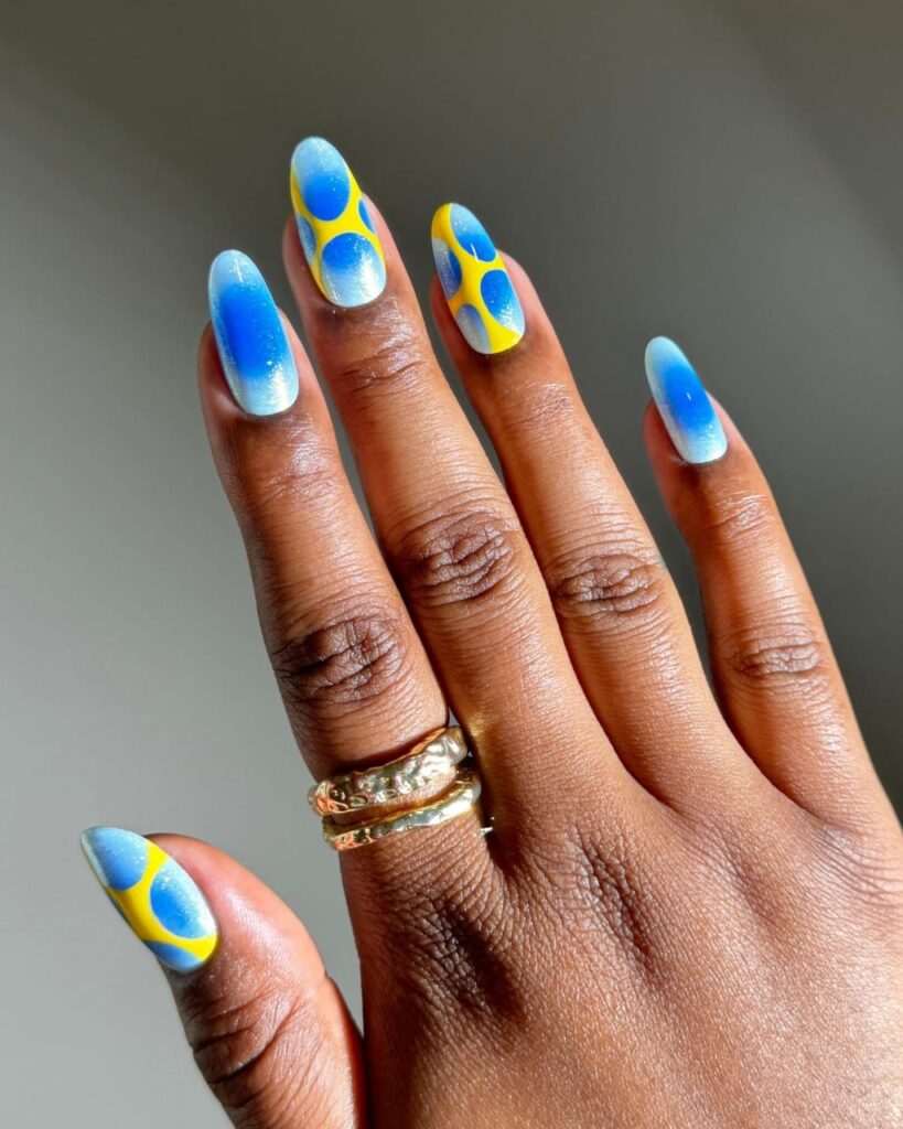 blue yellow nails