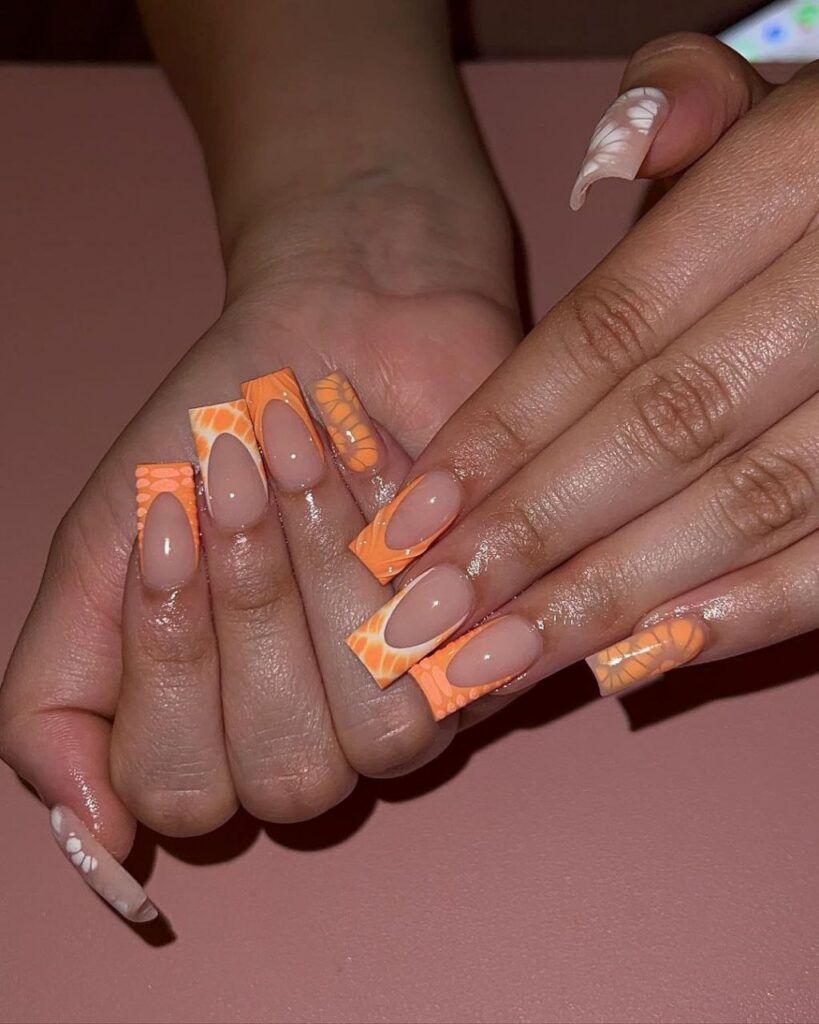 french Perfect Orange Nails