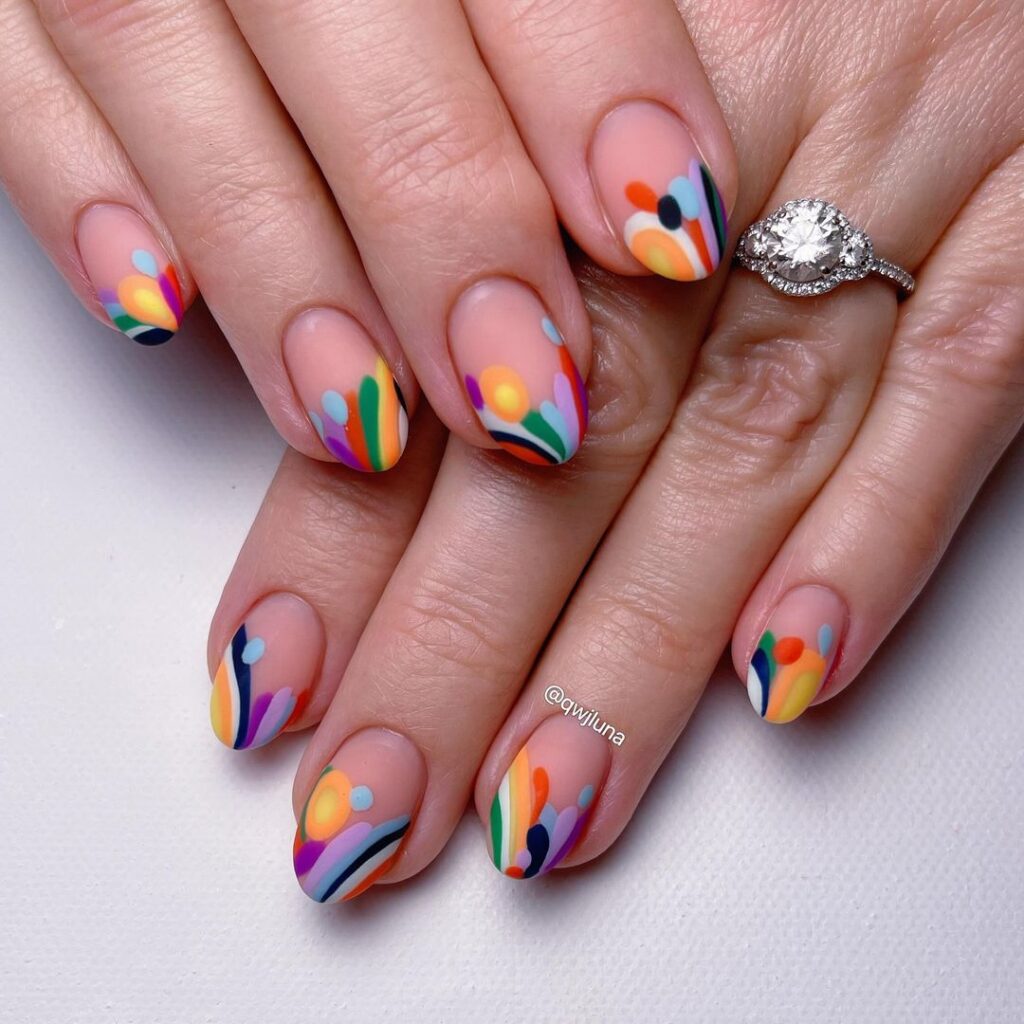 rainbow nail art