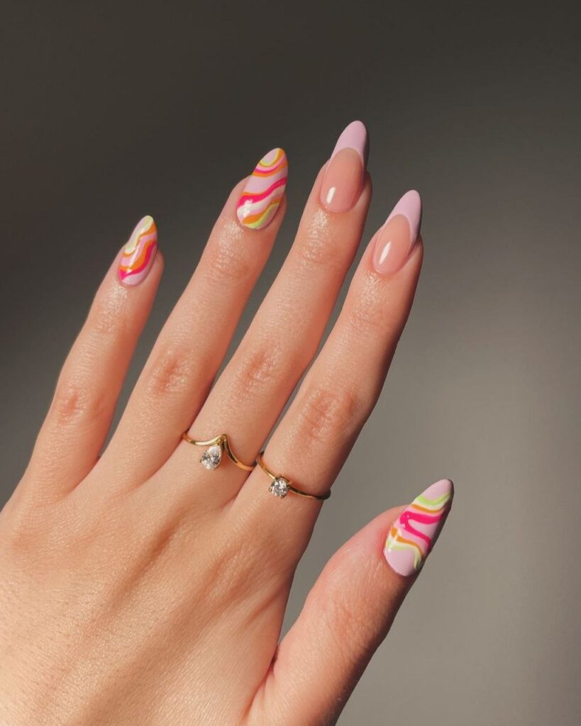 rainbow swirl nail art